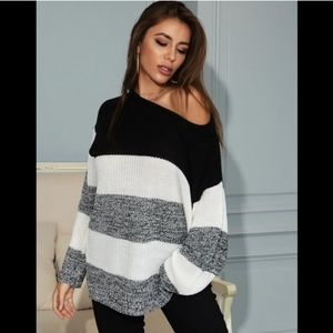 Blushmark loose casual style small  oversized black white/gray sweater NWT [40]